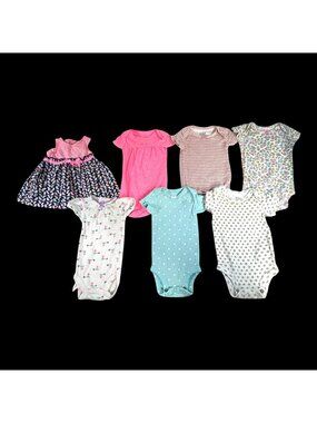 7-Piece Carters & Just One You Newborn Baby Girl Bodysuit Dress Set Baby Shower